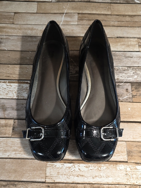 Studio 1940 Shoes - Women's Black Patent Ballet Flats with Buckle